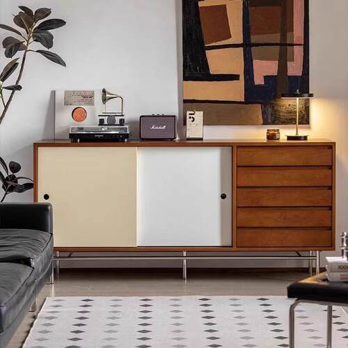 实木餐边柜覆古储物柜小户型客厅家用厨房靠墙北欧斗柜置物柜