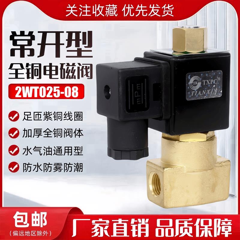 常开电磁阀水阀气阀2WT025-08控制阀开关阀2分电磁阀AC220V DC24V