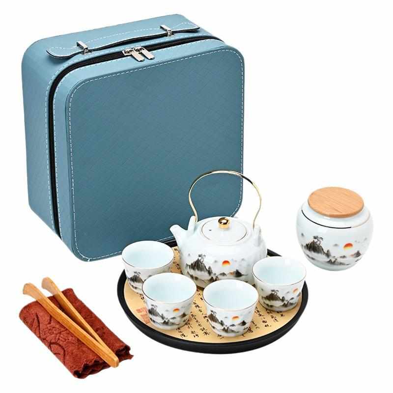 一壶四杯旅行功夫茶具小套装整套干泡盘快客杯皮盒装商务开业礼品
