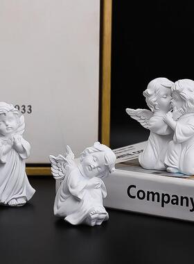 北欧可爱天使情侣摆件客厅玄关电视柜酒柜家居饰品复古道具小摆设