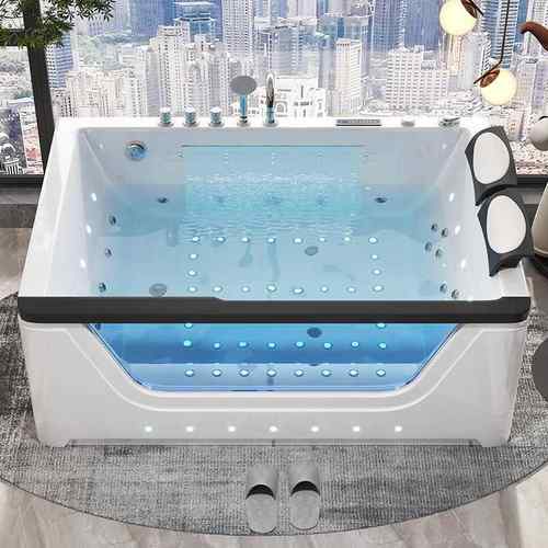 瀑布冲浪按摩浴缸家用成人压克力双人浴盆智能恒温加热超大浴池