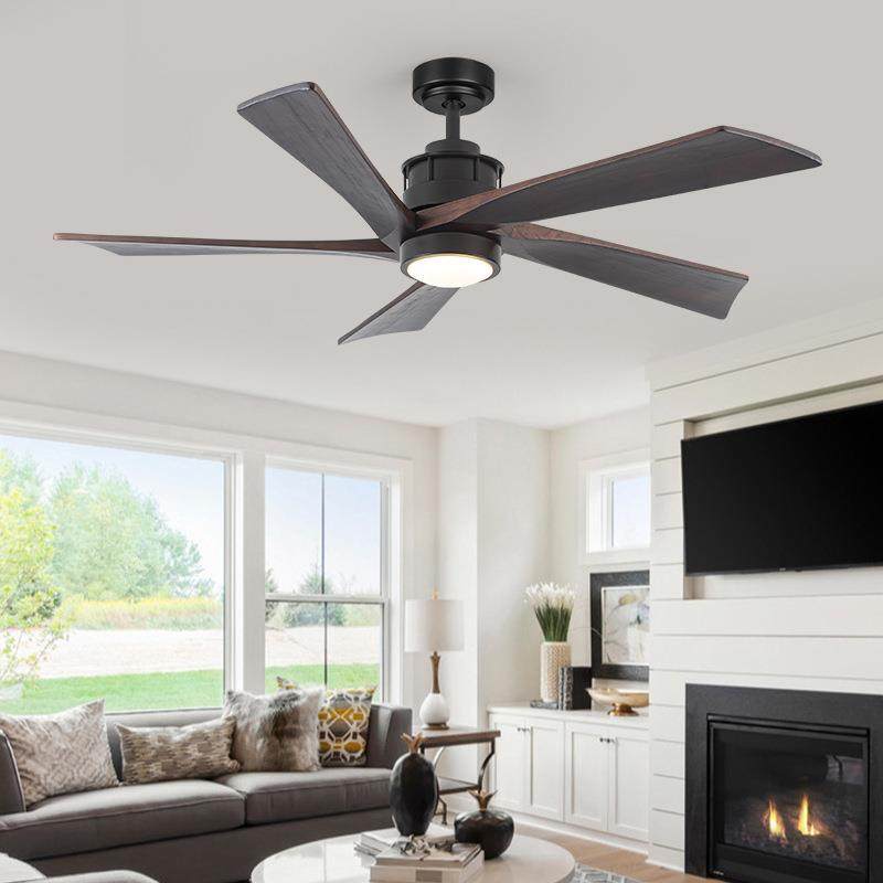 装饰风扇灯工业风大风力实木大吊扇灯跨境客厅餐厅电风扇可调光