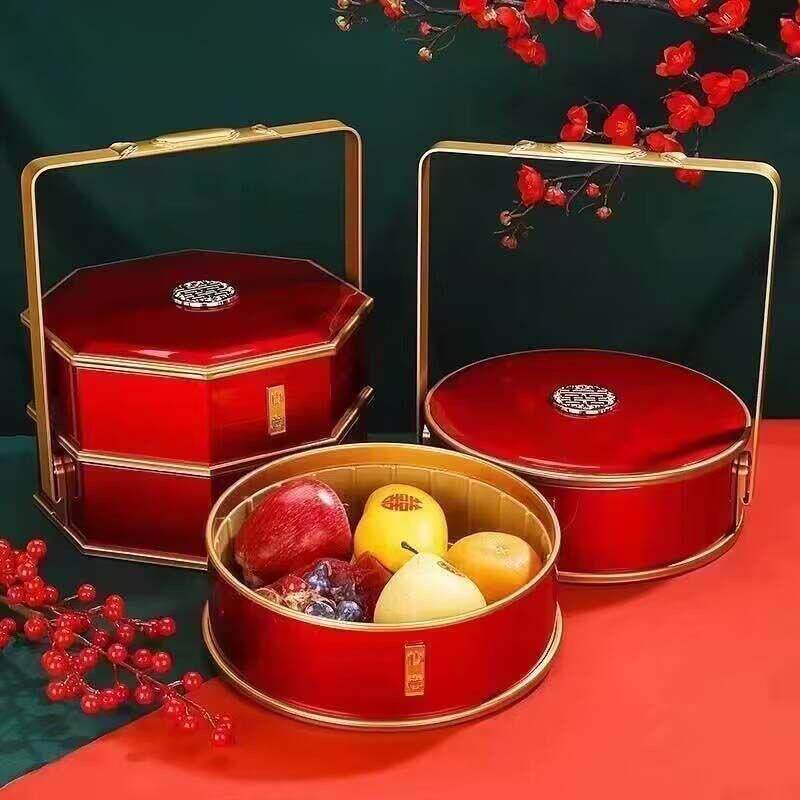 结婚手提食盒饺F87T7959子分盒婚双层果盒提手饭盒格庆糕点盒子回