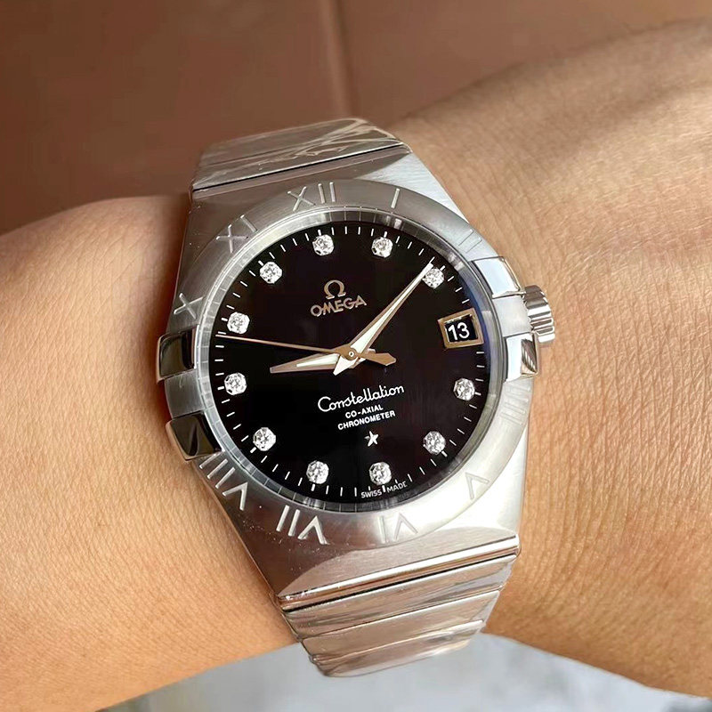 98新38mm欧米茄星座系列123.10.38.21.51.001自动机械男表镶钻