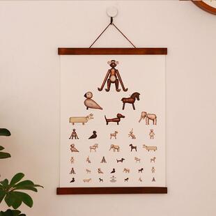 胡桃木色挤条款实木挂轴雪糕棒挂画轴简约装饰画画框diy海报画杆