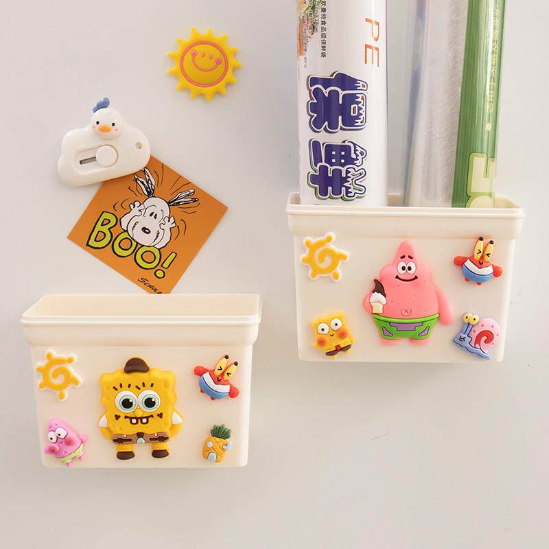 海绵宝宝冰箱置物架外侧面收纳厨房用品入户门后玄关磁吸收纳盒