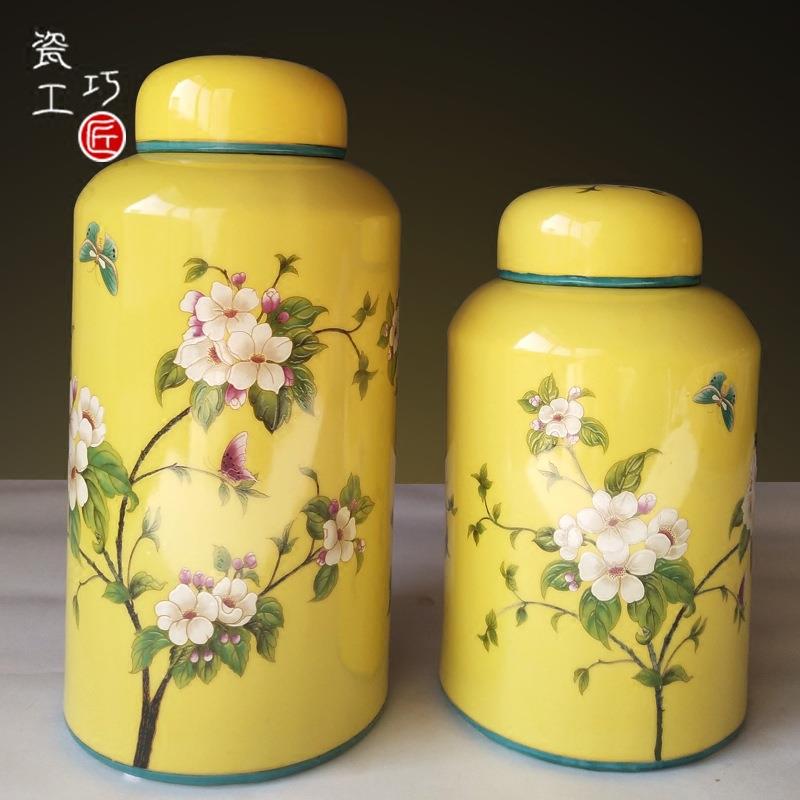 欧式美式中式手绘陶瓷储物罐摆件工艺品创意家居摆设玄关装饰复古