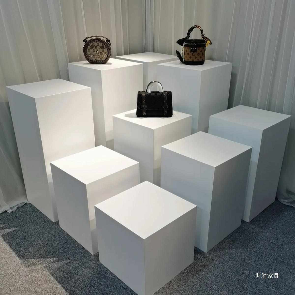 木制烤漆展示台橱窗展台地台方形高低展台模特摆台 网红直播站台