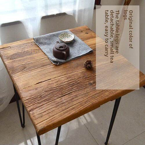 老榆树门板桌吧台桌家居小简约现代桌铁腿老木板茶几风化木