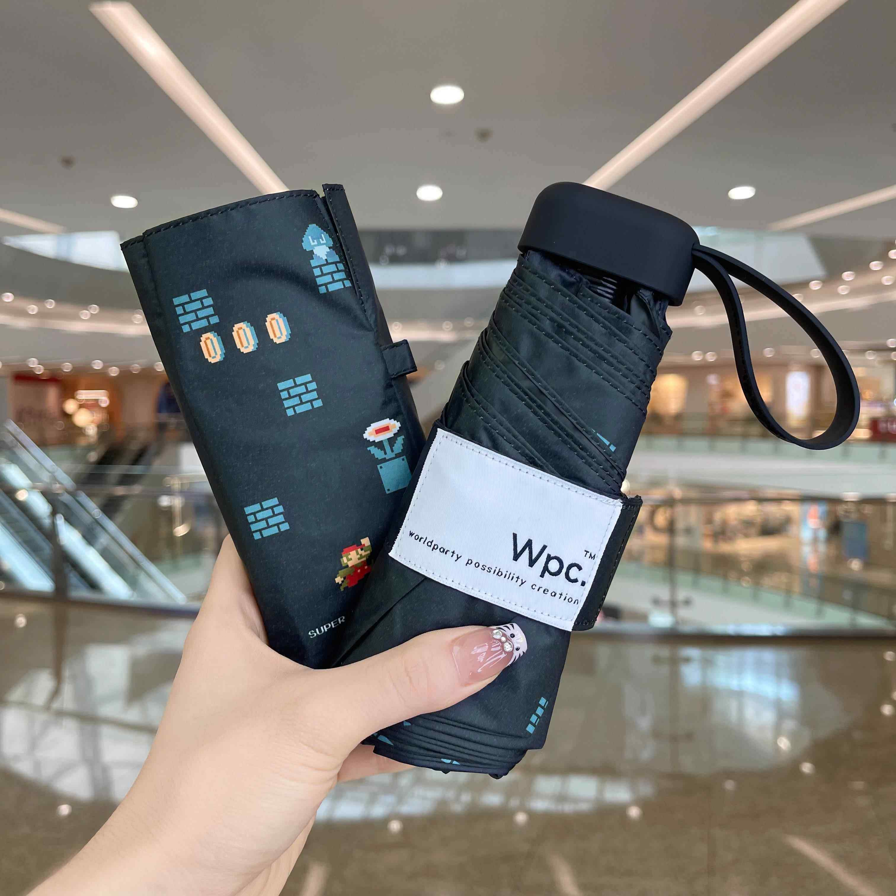 日本Wpc.×超级玛利欧黑胶迷你伞卡通防晒紫外uv超轻五折遮遮阳伞