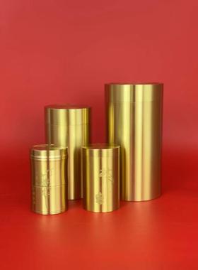 黄铜金属工艺品摆件家用竹节牙签筒密封茶叶罐纯铜义乌小商品定制