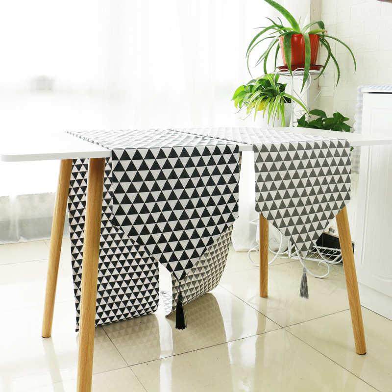 现代简约黑色三角餐桌旗电视柜鞋柜吧台茶几装饰旗棉麻布艺百搭款,居家布艺,桌旗,淘宝优惠券,粉丝福利购,淘宝优惠卷