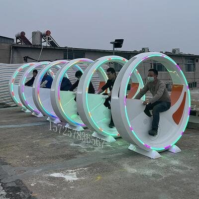 发光单车公园景区广场文旅公园不锈钢材质亲子互动网红游乐设备