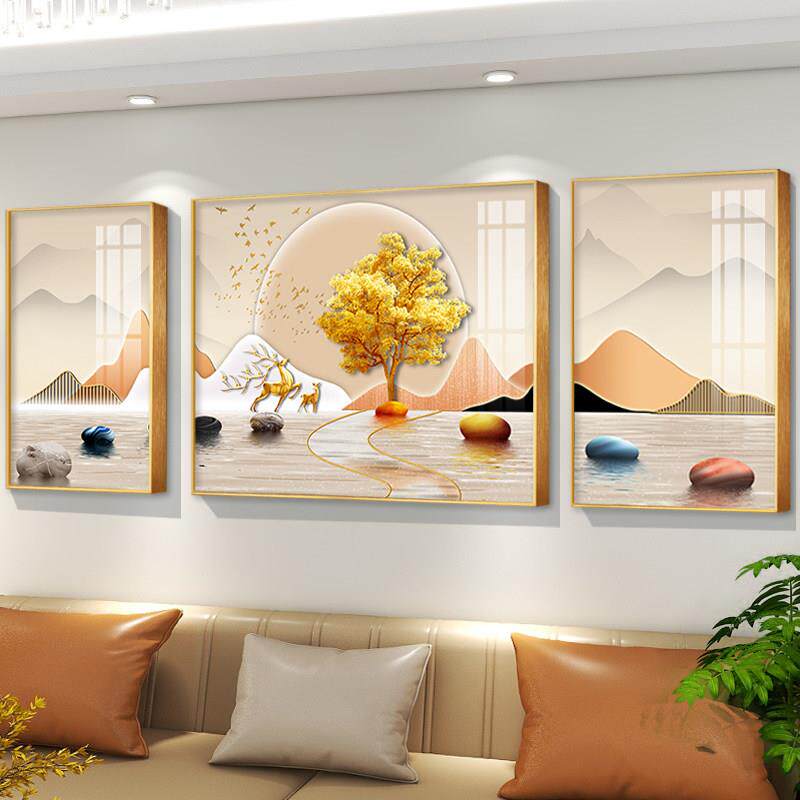 轻奢抽象客厅装饰画高级感沙发背景墙组合挂画现代简约电视墙壁画