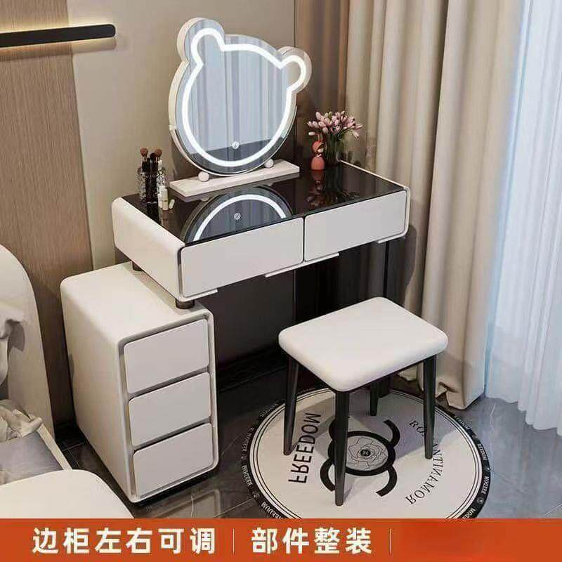小户型梳妆台卧室60CM现代简约2025奶油风出租房斗柜一体化妆桌