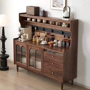 北美黑胡桃木餐边柜现代简PUL约实家储物柜用客中古风木收纳厅柜