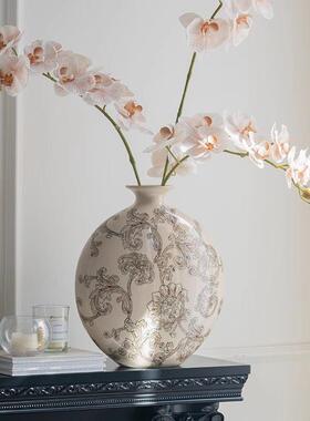 花瓶摆件水墨青花瓷宋代美学中式轻奢客厅插花覆古陶瓷餐桌高级感