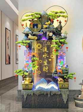 大型假山喷泉鱼缸瀑布风水轮客厅办公室循环流水摆件生财家居饰品