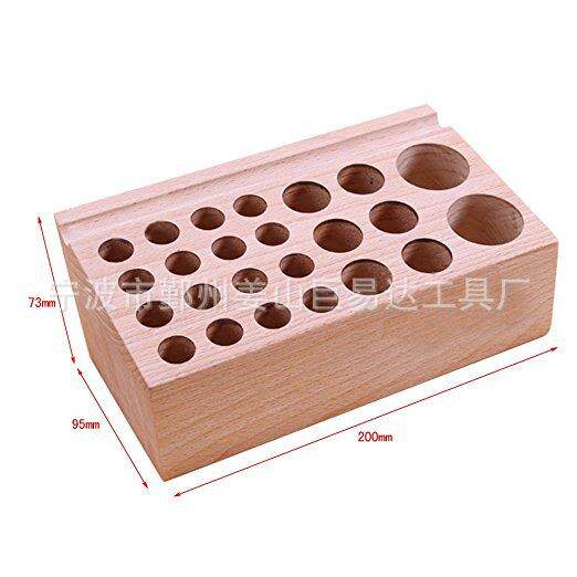 皮革工具架多孔木制工具台 皮艺工具 菱斩架 木制多孔工具台 24孔