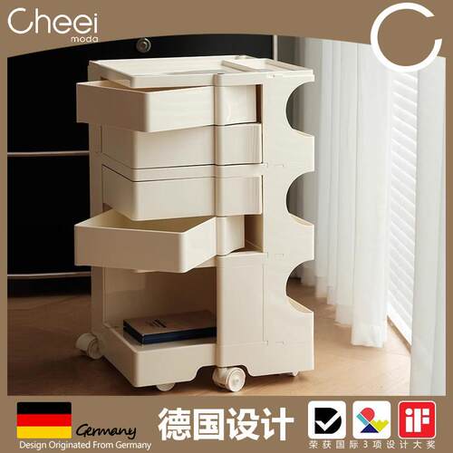 德国Cheei |创意波比小推车旋转收纳柜床头柜可移动大容量收纳柜