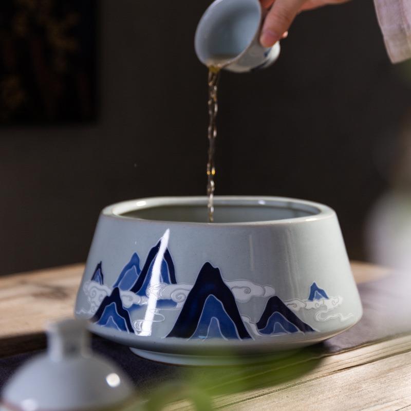 茶洗陶瓷家用洗茶杯盆的器皿水洗碗特大号茶具配件笔洗水盂