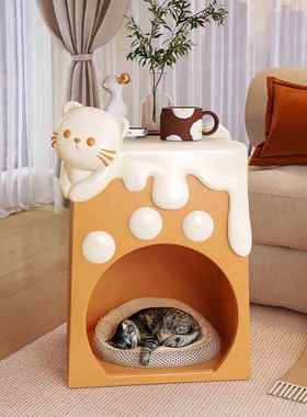 可爱小猫猫床头柜家用卧室边柜创意卡通2024新款儿童房床头置物架