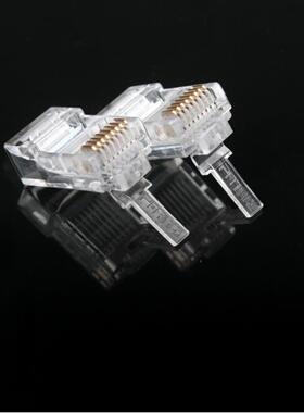 超五类RJ45非屏蔽水晶头护套 6U镀金8p8c网络三通连接头100个/盒