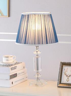 现代时尚简约卧室床头台灯浪漫蓝色水晶调光开关创意温馨灯饰