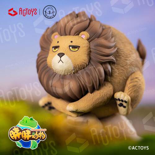 新款正版ACTOYS胖动Q版模型狮子海物豹企鹅胖兔小子周边摆件玩具