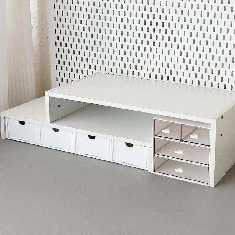 桌面增高架桌面收纳盒笔记本显示器抽屉式宿舍桌上电脑增高架