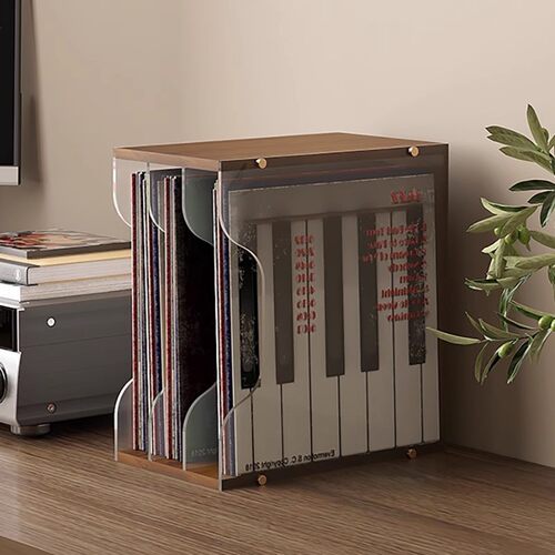 黑胶唱片收纳架碟片专辑置物架桌面多功能cd光碟收纳盒存放展示筐