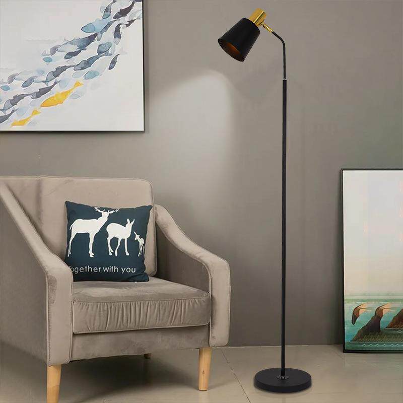 北欧落地灯客厅卧室床头书房灯现代简约铁艺立式led黑白色沙发灯