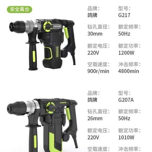 鸽牌G207A/G217电锤电镐两用大功率工业级多功能电镐安全离合电锤