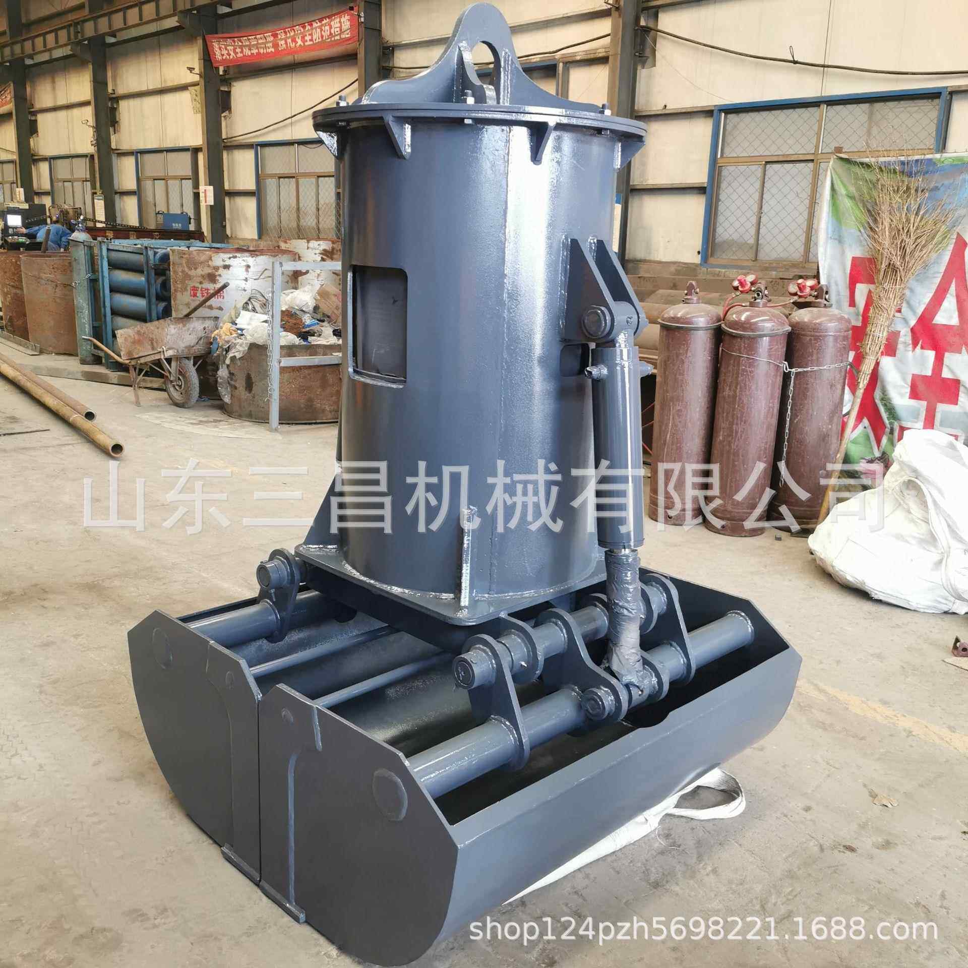 挖掘机液压抓石双开贝型贝壳斗土方清淤旋转行车抓煤贝壳斗