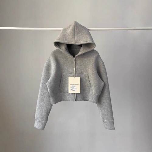 Fleece Warm Drawstring Boxy Hooded Jacket Side Pockets Daily