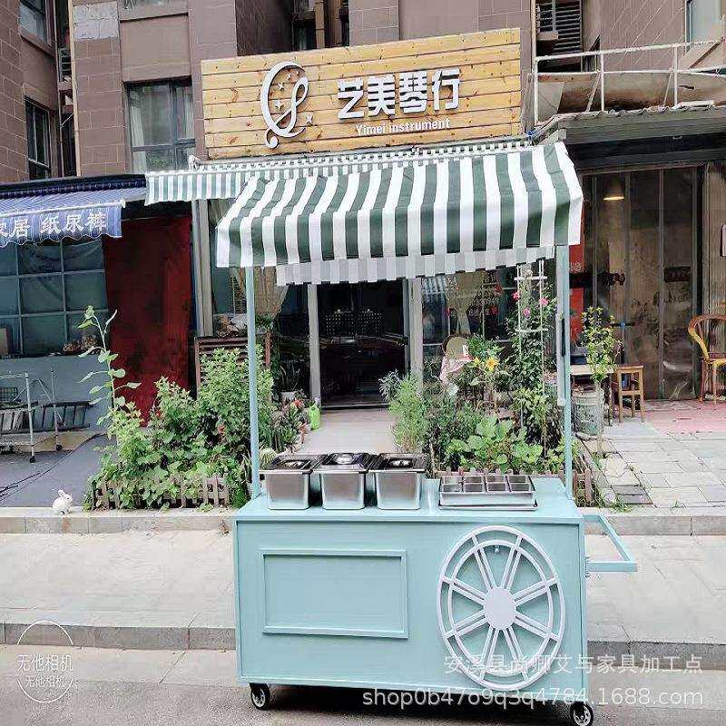摆台架展示摆摊车超市商场货架地摊台架轮子户外移动花店铁艺花车