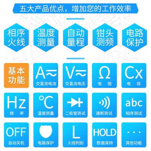 伊万厂家VC3266B自动量程相序火线判别钳形表数字钳型万用表