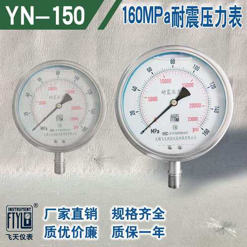 无锡飞天仪表FTYLB厂家直销YN150/160MPa超高压耐震压力表油压