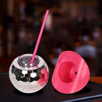 600ml Water Bottle with Straw Cowboy Hat Round Ball Cup