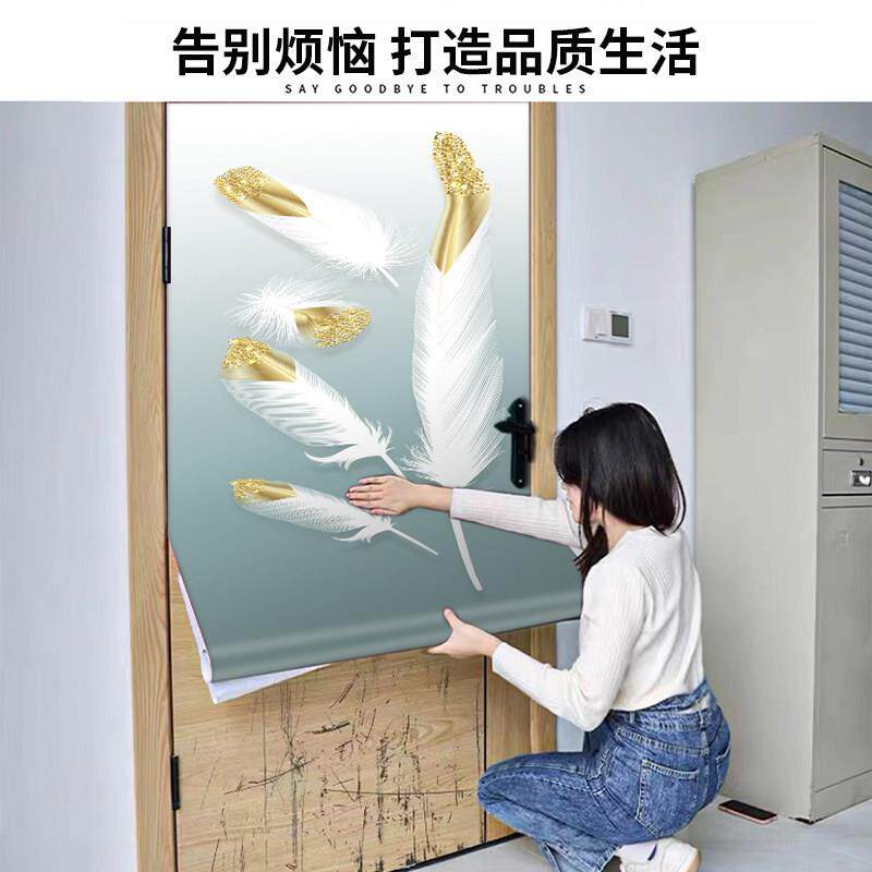 门贴纸木门翻新自粘整张欧式创意羽毛防水防潮卧室旧房门装饰贴膜