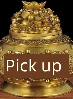 全铜聚宝盆招财摆件大号存钱罐家居客厅玄关工艺品办公室商务礼品