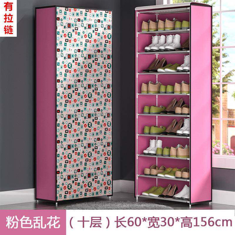 新款直销简约现代无纺布防尘鞋架多层收纳架简易钢管鞋柜塑料鞋架