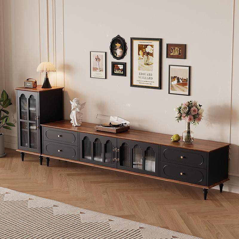 中古风电视柜茶几组合小户型客厅家用法式新款黑色实木覆古收纳柜,住宅家具,电视柜,淘宝优惠券,粉丝福利购,淘宝优惠卷