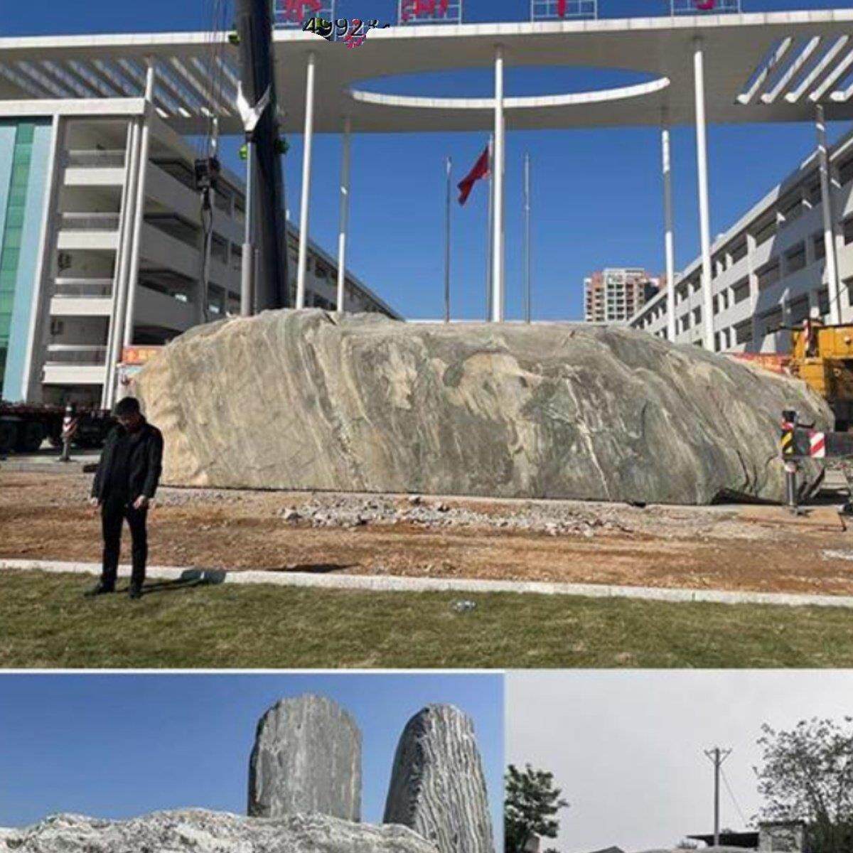 大型园林景观石造景公园广场学校公司酒店天然泰山门牌石刻字定制