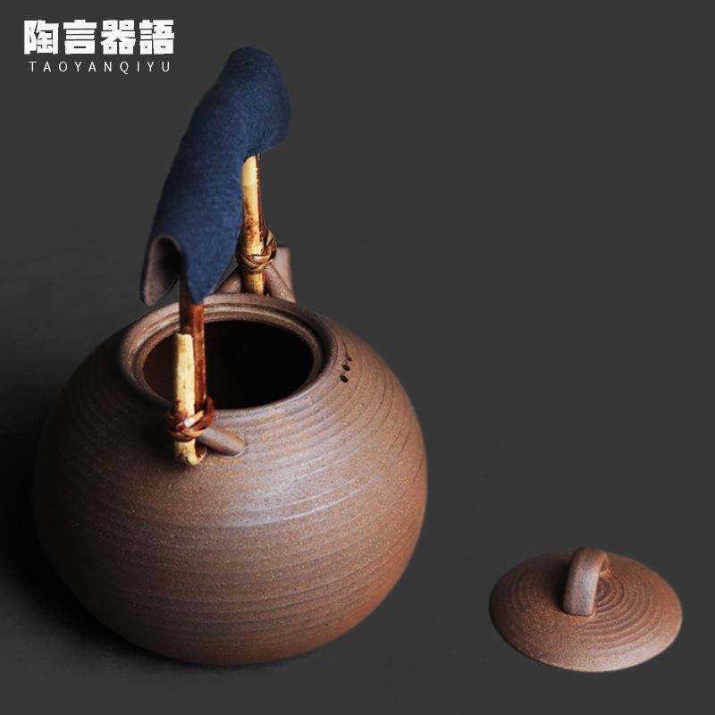 岩矿陶泥藤把圆满提梁煮茶壶复ZCH酒精炭古炉粗电陶炉炉陶烧水单