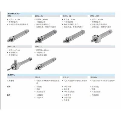 FESTO费斯托气缸DSNU/ESNU-10-12-16-20-25-32-40-50-63-PPⅤ-P-A