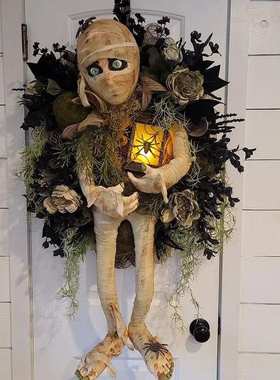 Mummy Halloween Wreath木乃伊万圣节花环2023万圣节门前装饰