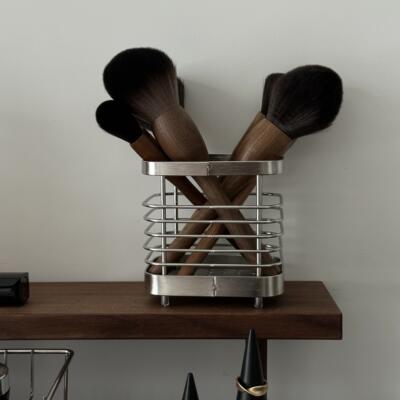 PGLP不锈钢收纳筐桌面化妆刷洗漱台牙刷架沥水篮厨房筷子筒