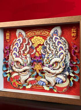 醒狮摆件非遗工艺元旦礼品开业礼物家居商铺办公室装饰品招财镇宅