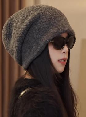 2026年秋冬季新款双层加厚保暖针织帽子女护耳保暖大头围堆0117k